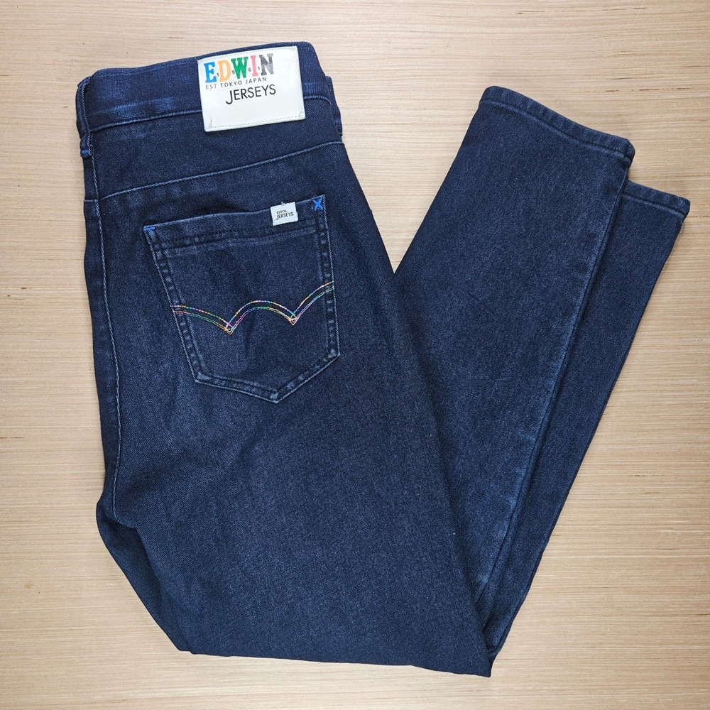 Edwin Jerseys Women S 32x28 Blue Drawstring Stretch Knit Denim Jeans EF1909044